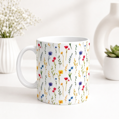 Caneca De Porcelana Personalizada Flores Coloridas