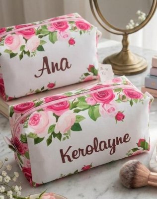 Nécessaire floral com nome