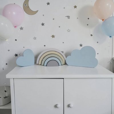Kit decoração em mdf Arco íris, nuvem e coraçao, enfeite de mdf adorno de quarto infantil decoração de festa
