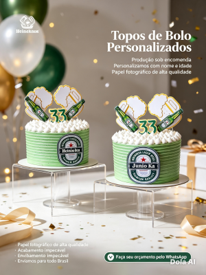Topos de Bolo Personalizados | Diversos Temas | Nome e Idade | Papel Fotográfico Premium