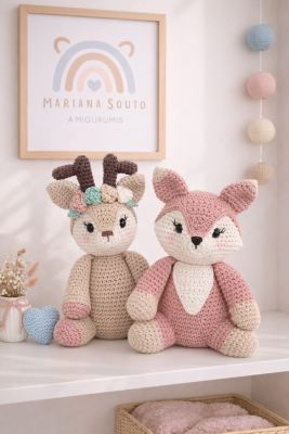 Raposa e Cervo Crochê Amigurumi