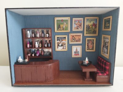 Quadro Miniatura Cenário Bar Pub Boteco Diorama Móveis Vintage