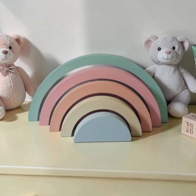 Arco iris de mdf /arco iris decoração de quarto infantil / enfeite de festa, adorno em mdf