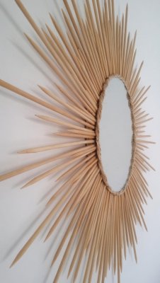Espelho Sol 70cm Madeira de Bambu com Sisal Natural