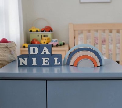 Kit decorativo arco iris + cubos de mdf nomes infantis decoração de festa e quarto infantil enfeite de bebê mdf