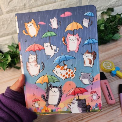 Caderno Sketchbook Chuva de Gatinhos A5 l journal l Desenho l Ano
