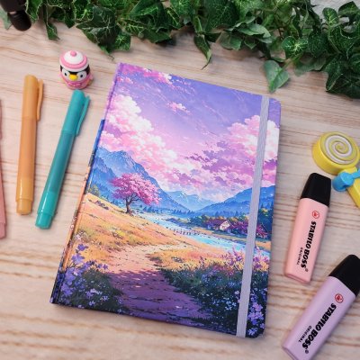 Caderno Sketchbook Jardim Lilac A5 l journal l Desenho l Anotaçõe