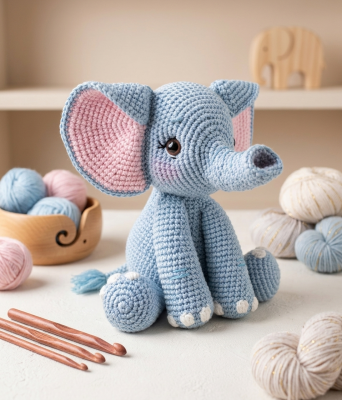 elefante em amigurumi crochê