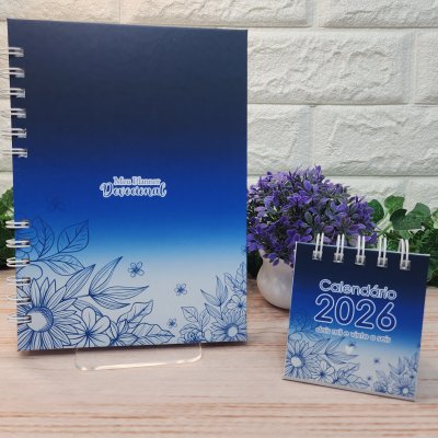 Caderno Devocional Gratidão Azul Personalizado