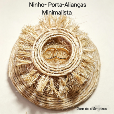 Porta Alianças Minimalista Ninho de Sisal Rústico