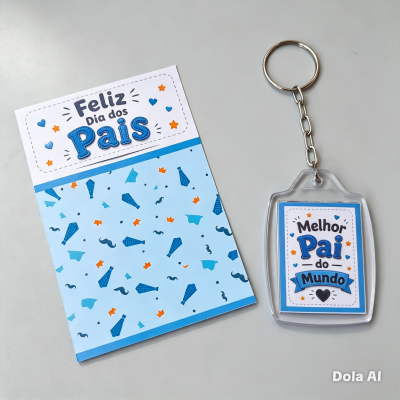 Chaveiro com cartão Dia dos Pais Brinde Escolas