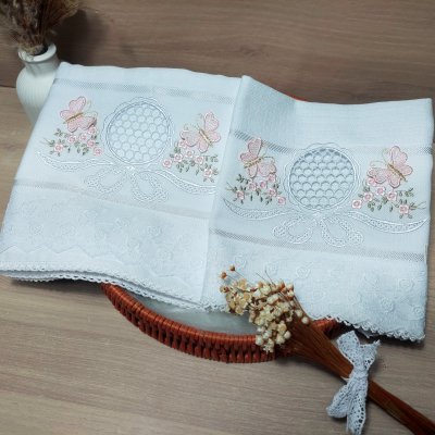 Kit Fralda personalizado floral richelieu rosa bebê