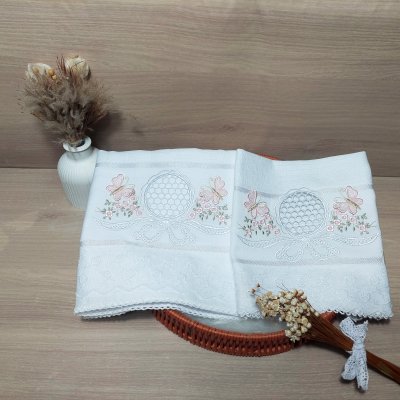 Kit Fralda personalizado floral richelieu rosa bebê
