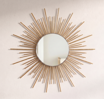 Espelho Sol Orgânico 70cm  Madeira de Bambu Ecológico