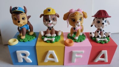 Cubo Decorativo Personalizado Patrulha Canina em Biscuit MDF