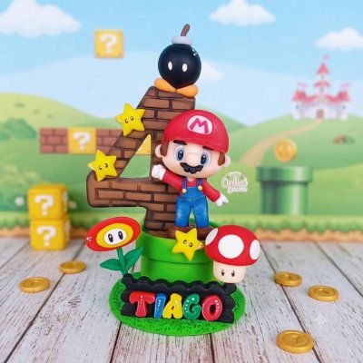 Vela personalizada Super Mario Bros em biscuit