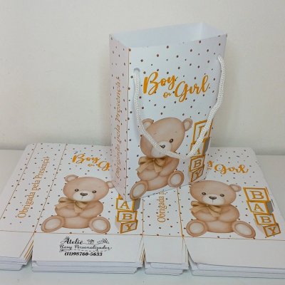 Kit 10 Sacolinha Chá Revelação Pegue e Monte