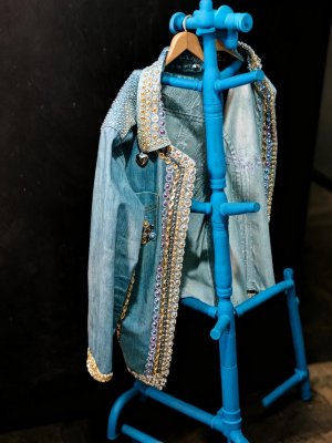 Jaqueta Jeans São Miguel Arcanjo Bordada Nas Costas