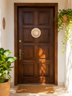 Espelho Decorativo Mandala Vitral para Porta de Entrada Branco 12