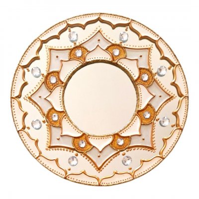 Espelho Decorativo Mandala Vitral para Porta de Entrada Branco 12cm