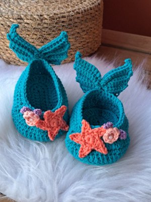 Sapatinho de Croche Bebê Sereia