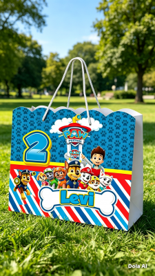 SACOLINHA PERSONALIZADA PARA FESTA PATRULHA CANINA MENINO. PEGUE E MONTE. FAZEMOS TODOS OS TEMAS