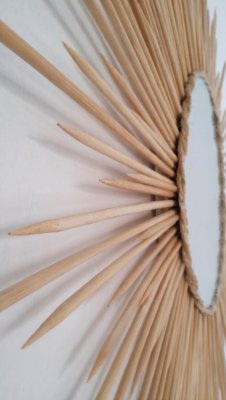 Espelho Sol 70cm Madeira de Bambu com Sisal Natural