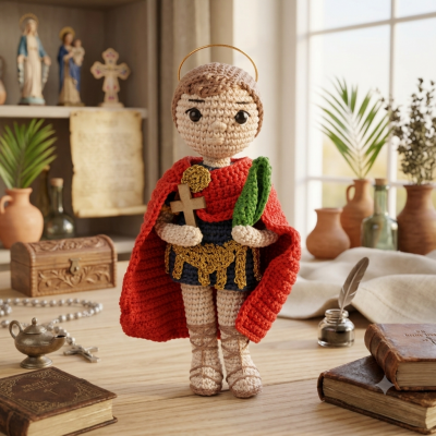 Santo Expedito Amigurumi 23cm - Pronta Entrega
