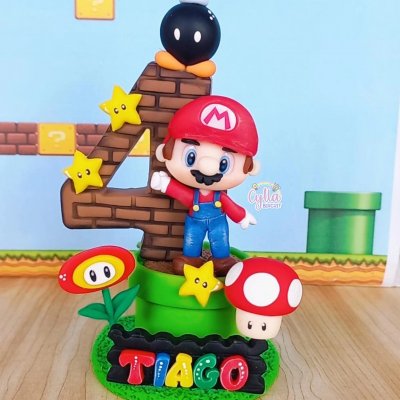 Vela personalizada Super Mario Bros em biscuit