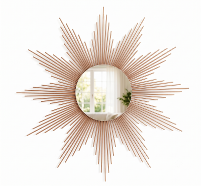 Espelho Sol Redondo Madeira de Bambu 80cm Artesanal Boho Chic