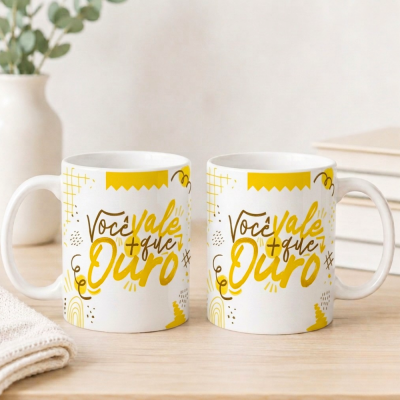 Caneca De Porcelana Personalizada Você Vale Mais Que Ouro