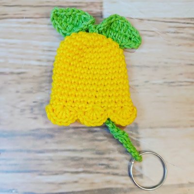 Chaveiro Esconde Chave Tulipa em Crochê: 14,5cm À Pronta Entrega!