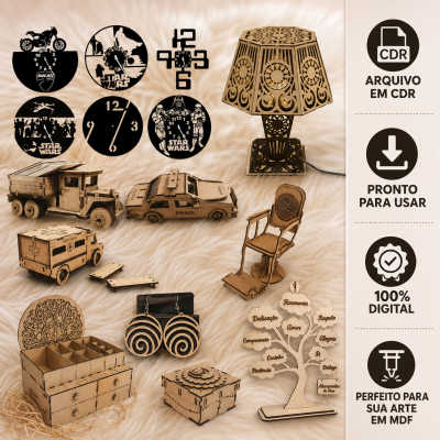 Pack 100 Vetores Corte a Laser Arquivo CDR Corel Draw MDF