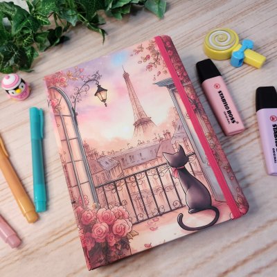 Caderno Sketchbook Cat Paris A5 l journal l Desenho l Anotações l