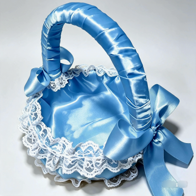 Cesta de Florista Azul Serenity em Cetim de Luxo