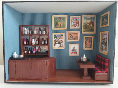 Quadro Miniatura Cenário Bar Pub Boteco Diorama Móveis Vintage