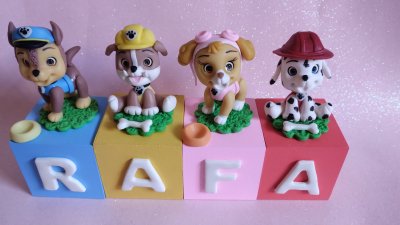 Cubo Decorativo Personalizado Patrulha Canina em Biscuit MDF