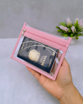 Kit 3 nécessaires plásticas CORES ALEATÓRIAS 2 bolsinhos/Porta pa