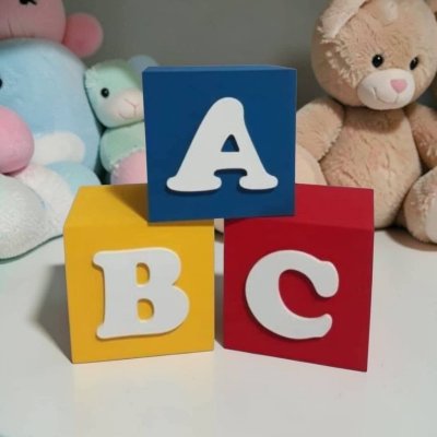 Kit decorativo 3 cubos 8x8 de mdf decoração de festa e quarto infantil enfeite de bebê mdf