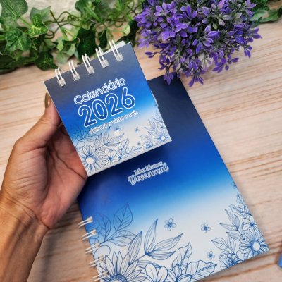 Caderno Devocional Gratidão Azul Personalizado