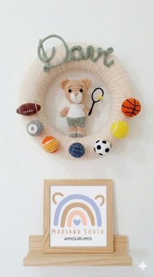 Porta de maternidade guirlanda esporte tenis crochê