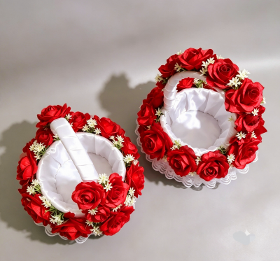01 Cestas de Florista |01 Cesta para Alianças  Vermelha e Branca