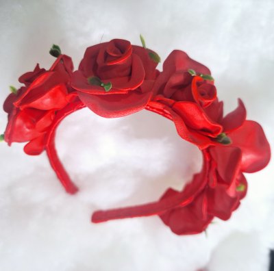 Tiara de Cabelo Vermelha de Luxo -artesanal