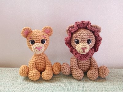 Leãozinho e leoa amigurumi /crochê