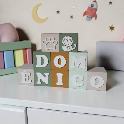 Cubos de mdf decorativos, decoração de quarto infantil, festa infantil adorno de mdf