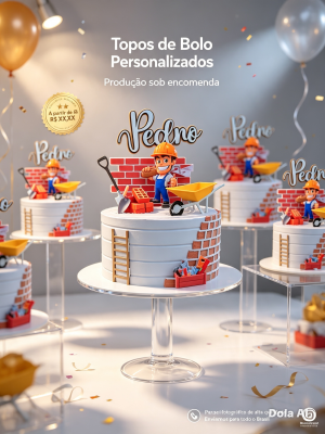 Topos de Bolo Personalizados | Diversos Temas | Nome e Idade | Papel Fotográfico Premium