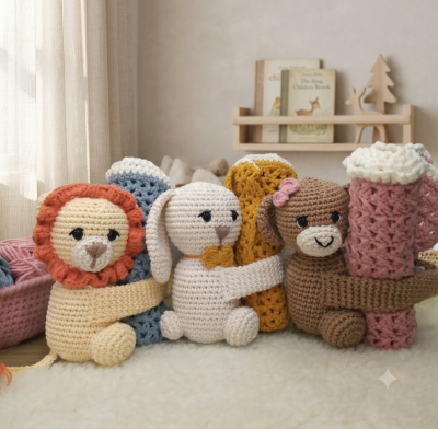 Coleção Apegados Agarradinhos Amigurumi- Pronta Entrega