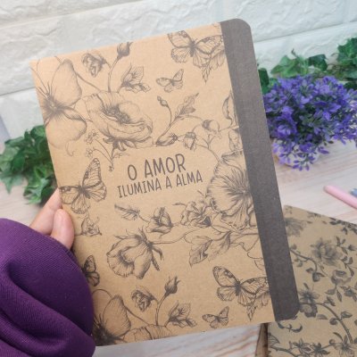 Caderno Midori Kraft Floral Kit 4 unidades l A5 Midori l Anotaçõe