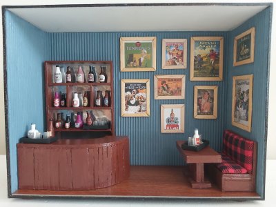 Quadro Miniatura Cenário Bar Pub Boteco Diorama Móveis Vintage