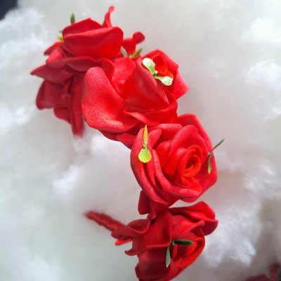 Tiara de Cabelo Vermelha de Luxo -artesanal